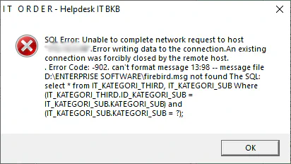 &ldquo;SQL Error dialogue&rdquo;